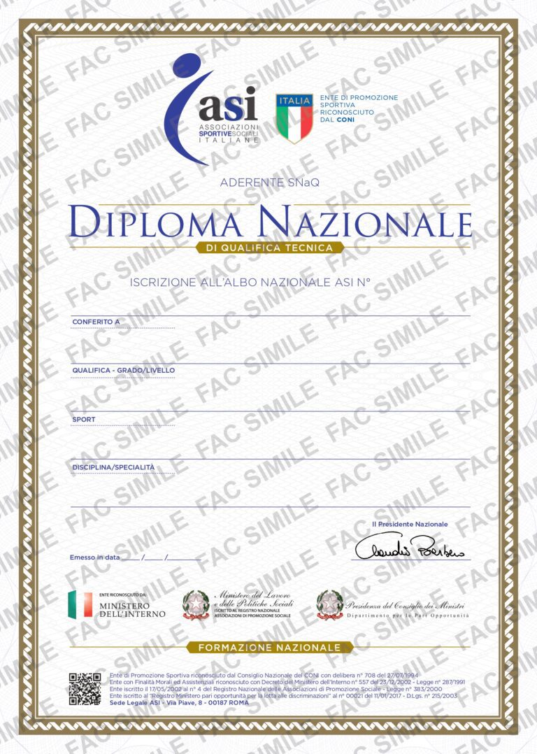 Diploma Insegnante di Qi Gong CONI